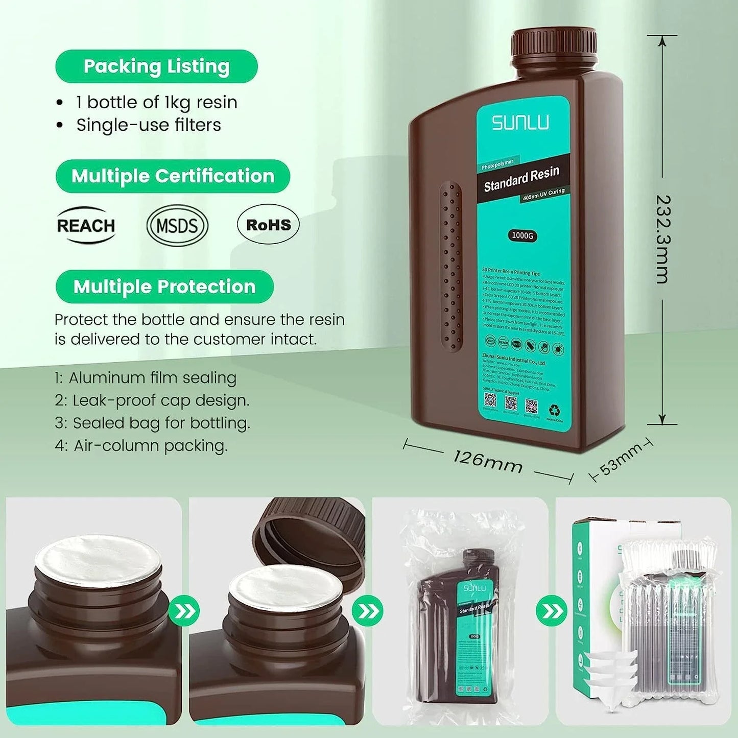 SUNLU Photosensitive Resin For 3D Printing Low Odor High Precision