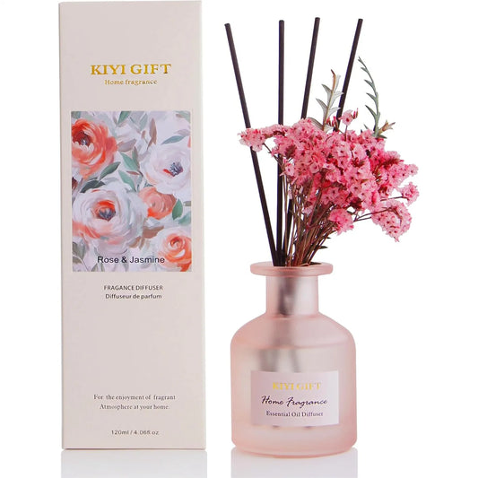 Reed Diffuser Set With Sticks Grapefruit Jasmine Rose Scent Bathroom