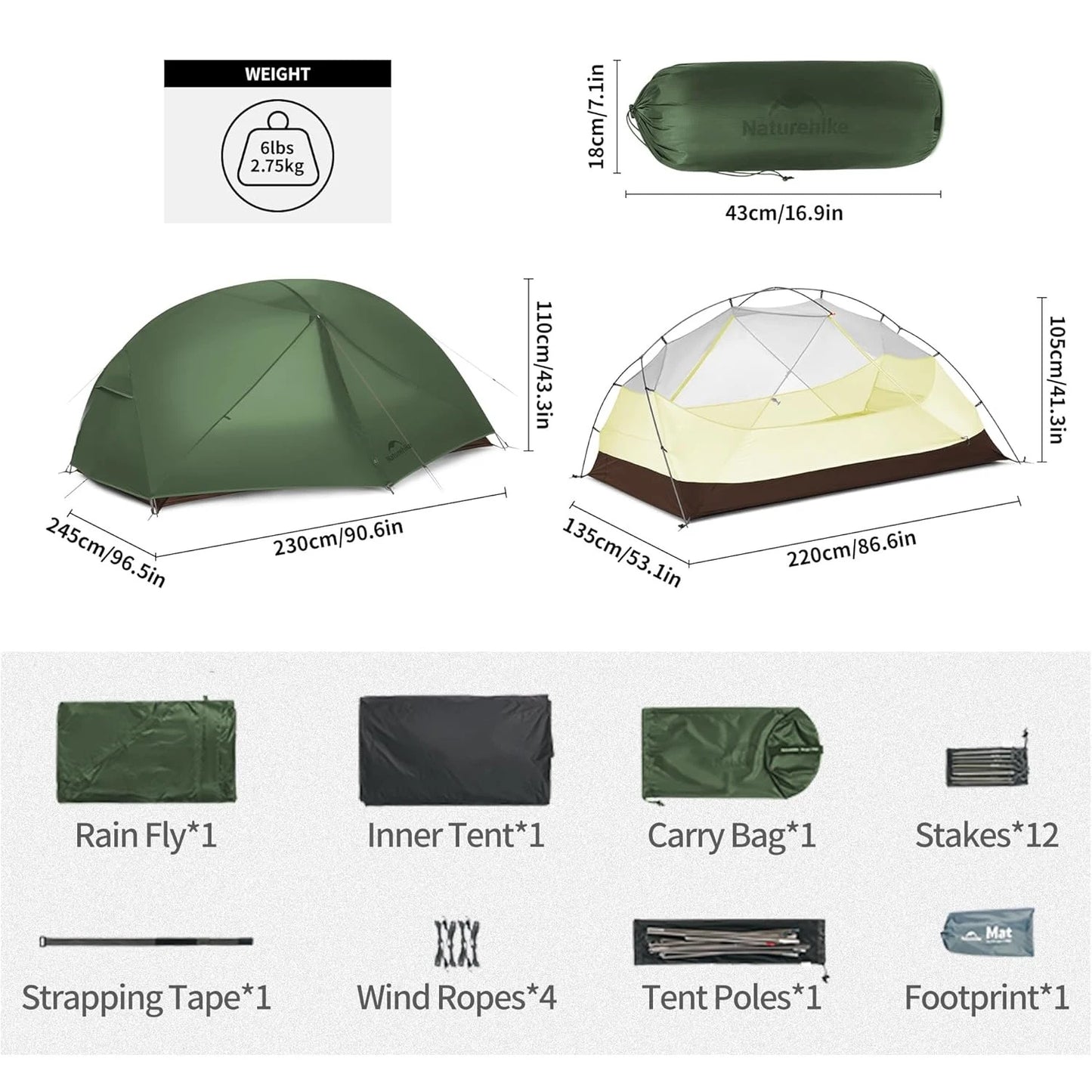 Naturehike Mongar BASE Camping Tent For Two To Three People