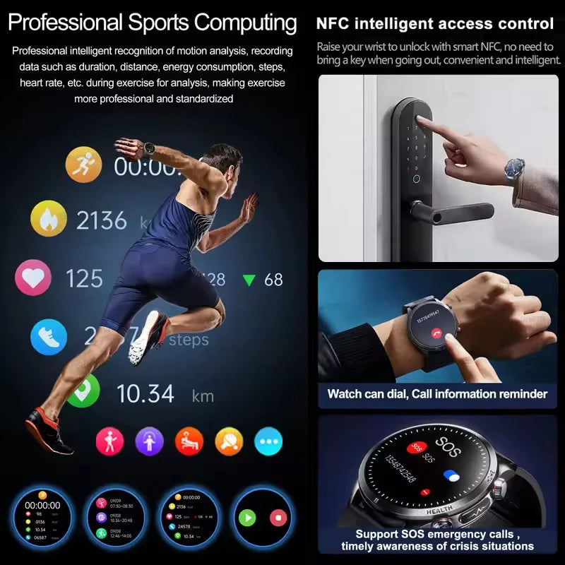 2026 New Air sac Health Smart Watch Men Blood Fat ECG Blood Pressure Broadcast NFC Bluetooth Call Health waterproof Smart Watch
