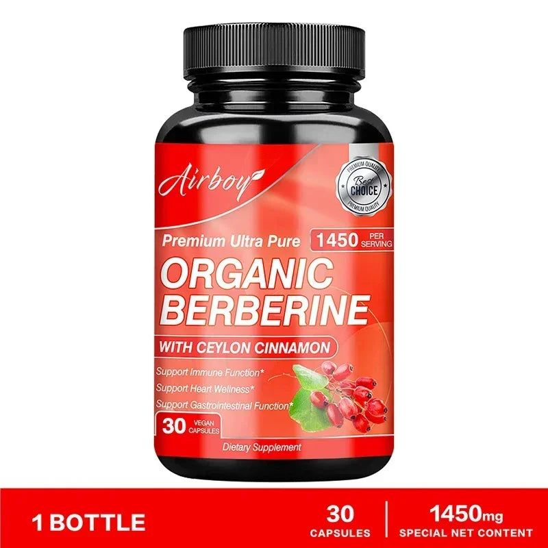 Berberine Capsules - with Ceylon Cinnamon - Blood Sugar Balance, Cardiovascular Health, Aid Digestion, Promote MetabolismSupplem