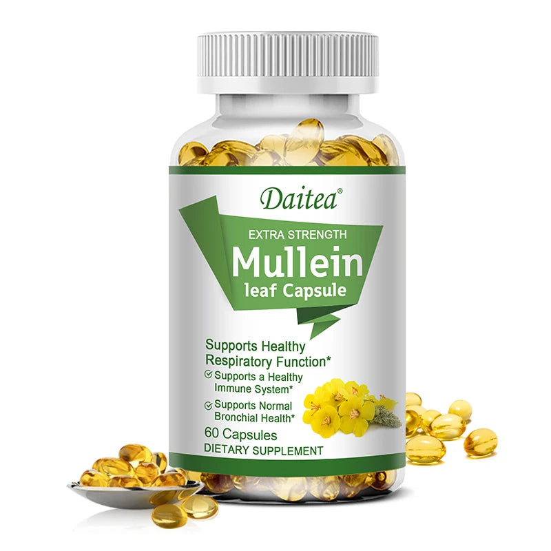 Mullein Extract Capsules, Suitable For Lung & Bronchial Cleanse for Smokers - Respiratory Health Support, Gut Health