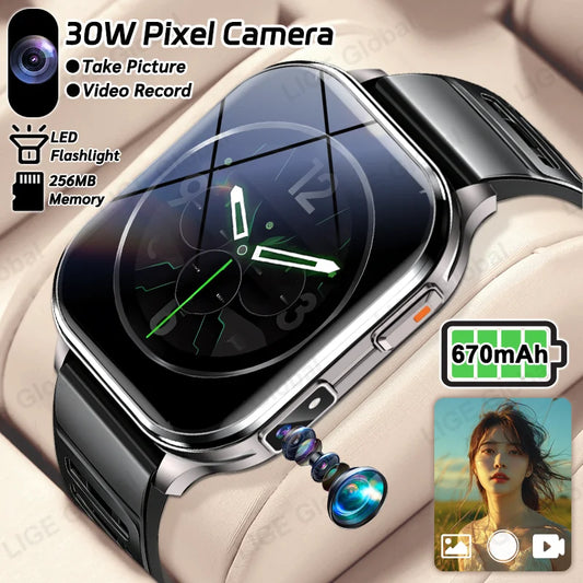 LIGE 2026 New Smart Watch Men Women Camera Take Photos Record Video Health Monitor Sport Fitness 670mAh 2.01" BT Call Smartwatch