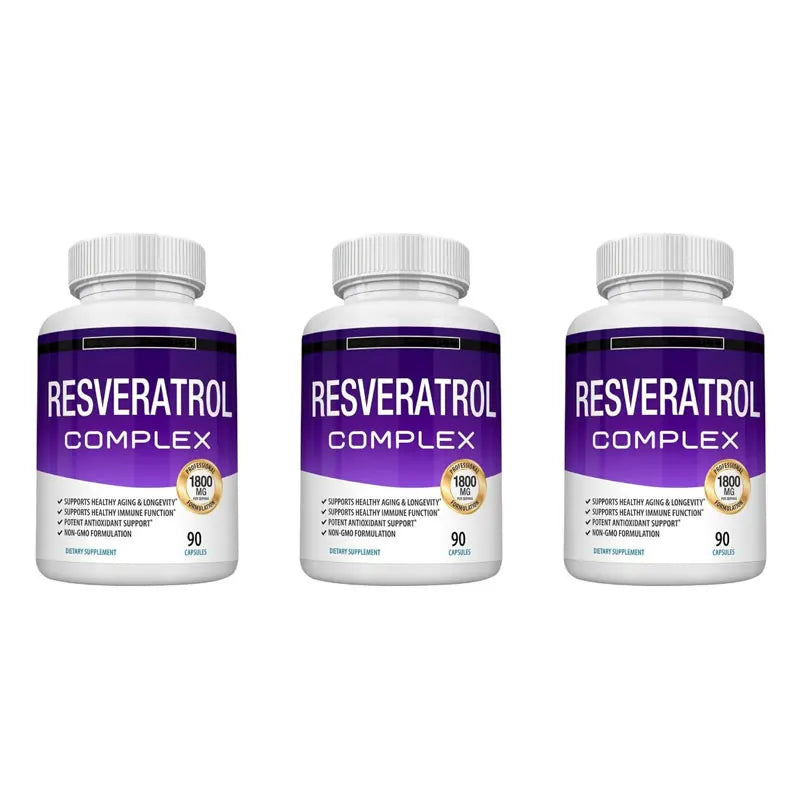 Resveratrol Supplement 1800 Mg Antioxidant Complex for Healthy Aging,Health Support, Immune System, for Men Women, 90 Capsules