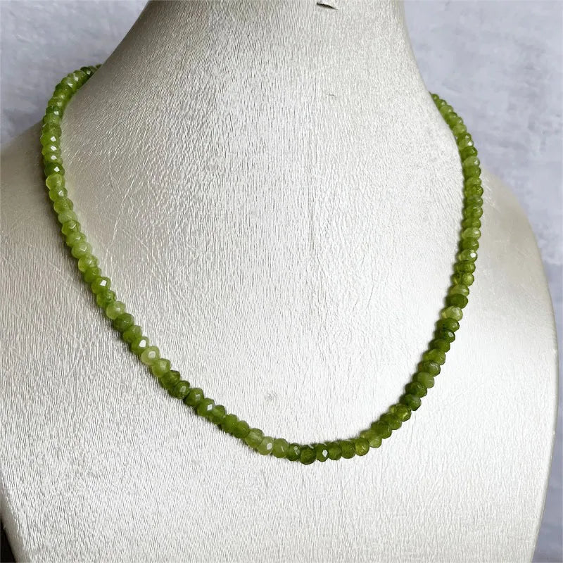 4*6MM Faceted Peridot Necklace Power Olivine Natural Stone Jewelry Dance Health Care Gemstone Protection Healing Yoga Customize