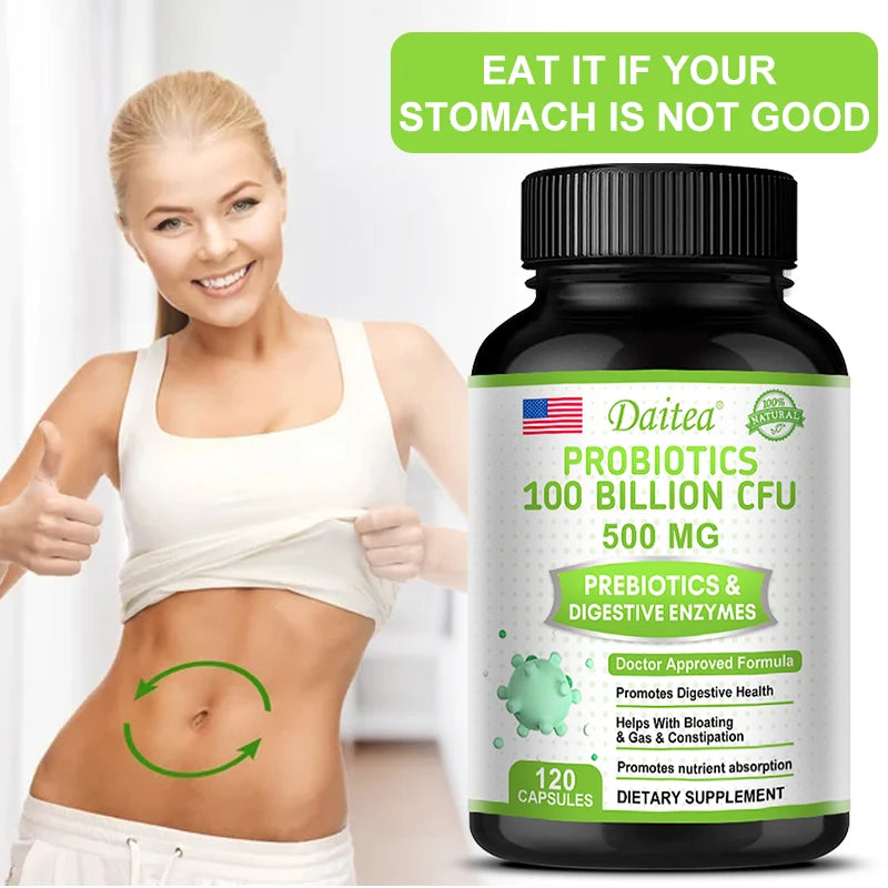 Probiotics 100 Billion CFU with Prebiotics & Digestive Enzymes, Gut Health, Digestion, Bloating Relief & Immune Support