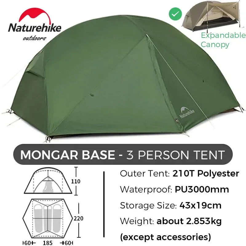 Naturehike Mongar BASE Camping Tent For Two To Three People