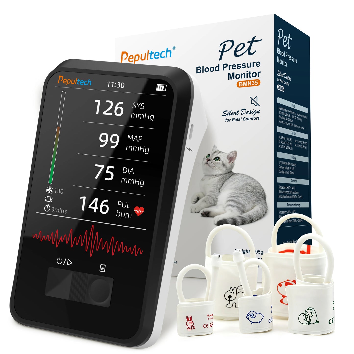Pepultech Vet Health Care Pet Animal Use Veterinary Blood Pressure Monitor with Bluetooth and Li-Battery BMN35