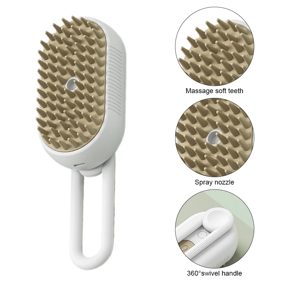 3 In 1 USB Rechargeable Pet Grooming Brush With WaterSpray