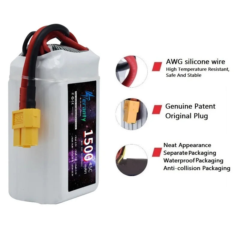TERANTY 4S 14.8V Lipo Battery 1500/2200/2700/3000/3500/4600/5600/6500/7200/8000/8500/9800mAh For RC Car FPV Drone Desert Truck