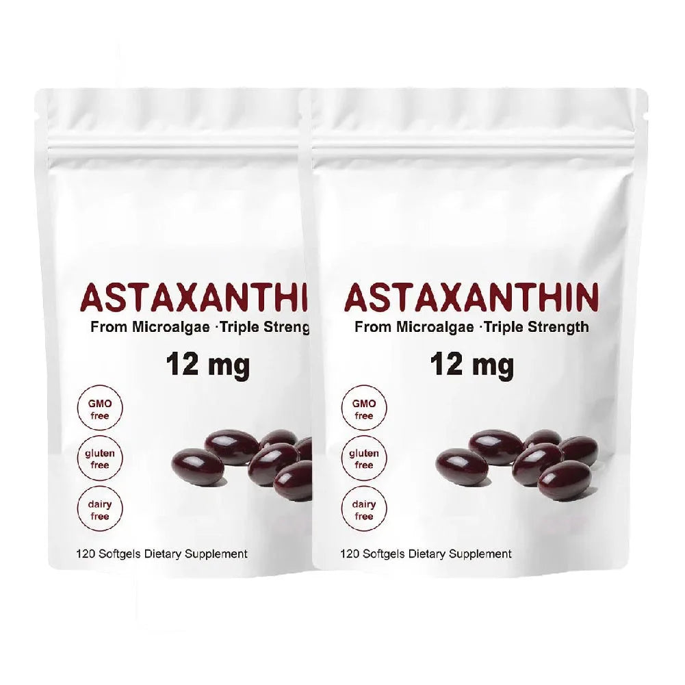 Astaxanthin 12mg, Premium Astaxanthin Antioxidant Supplements | Supports Eye, Joint, Internal Circulation, Skin Health | Tanning