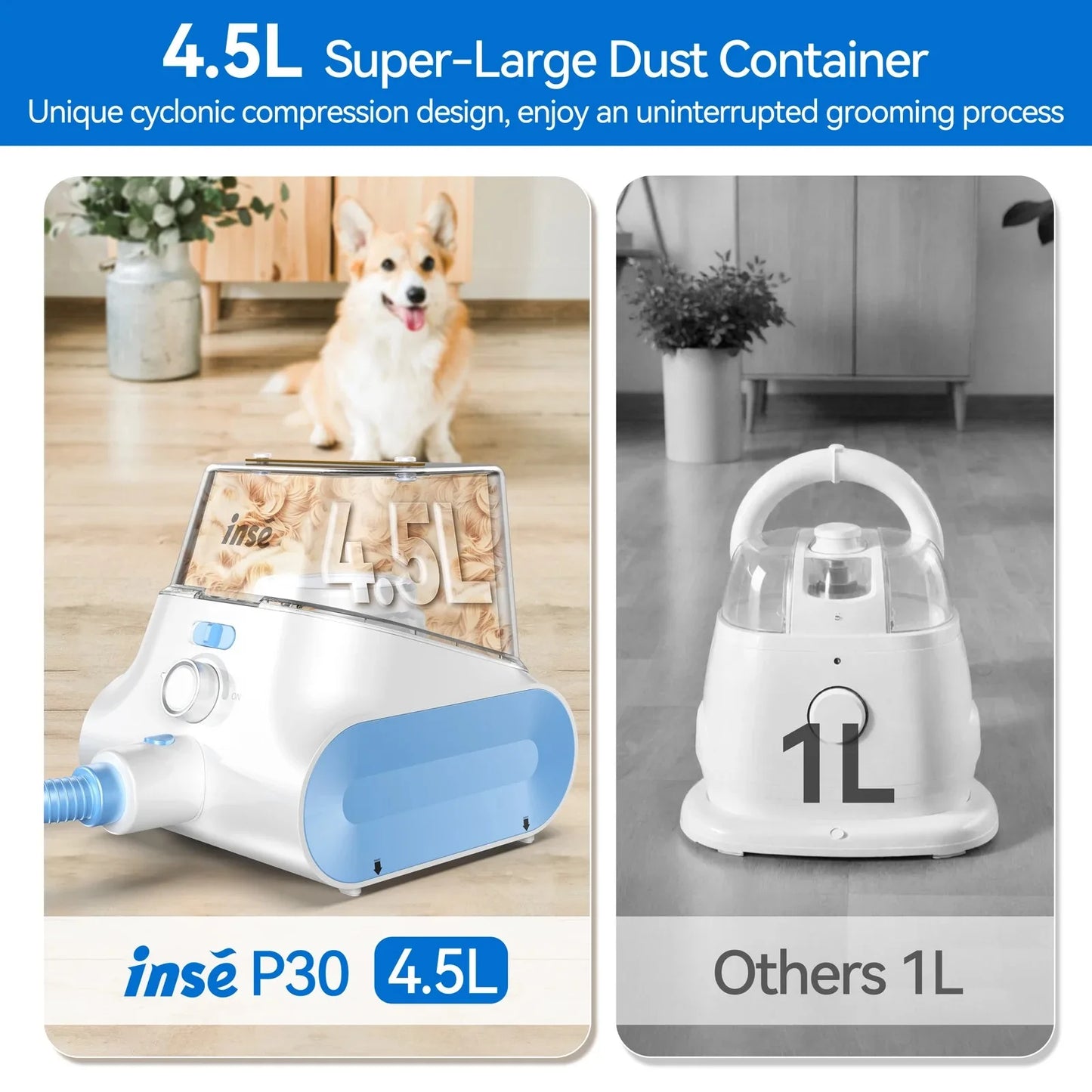 INSE P30 Pet Grooming Vacuum Ultra Quiet Hair Clipper Kit