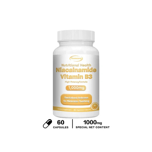 Niacinamide Vitamin B3 Capsules - Supports Brain Function and Heart Health, Boosts Energy Production, and Enhances Immunity