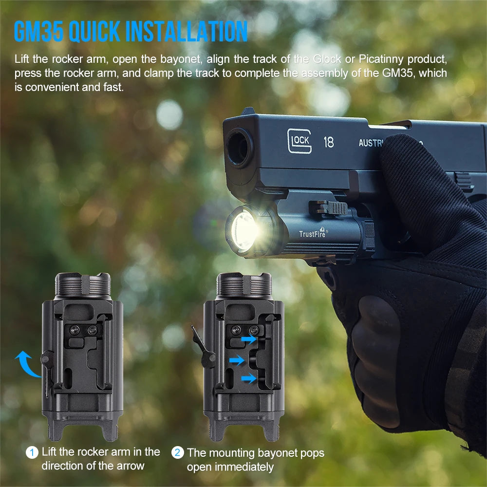 TrustFire GM35 Tactical LED Flashlight for Handgun Rail 1350 Lumens