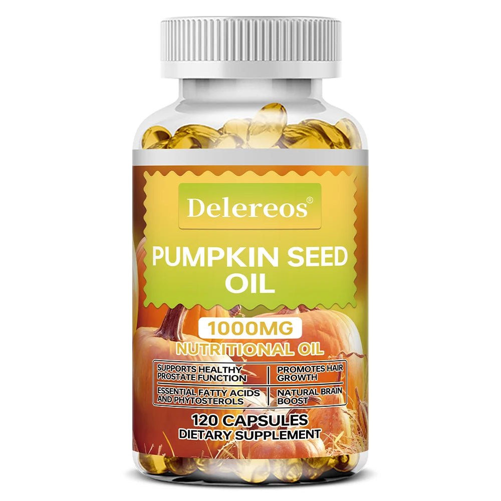 Pumpkin Seed Oil Capsules 1000mg, Supports Prostate, Urinary, Bladder & Hair Health for Men, Cardiovascular Health, Non-GMO