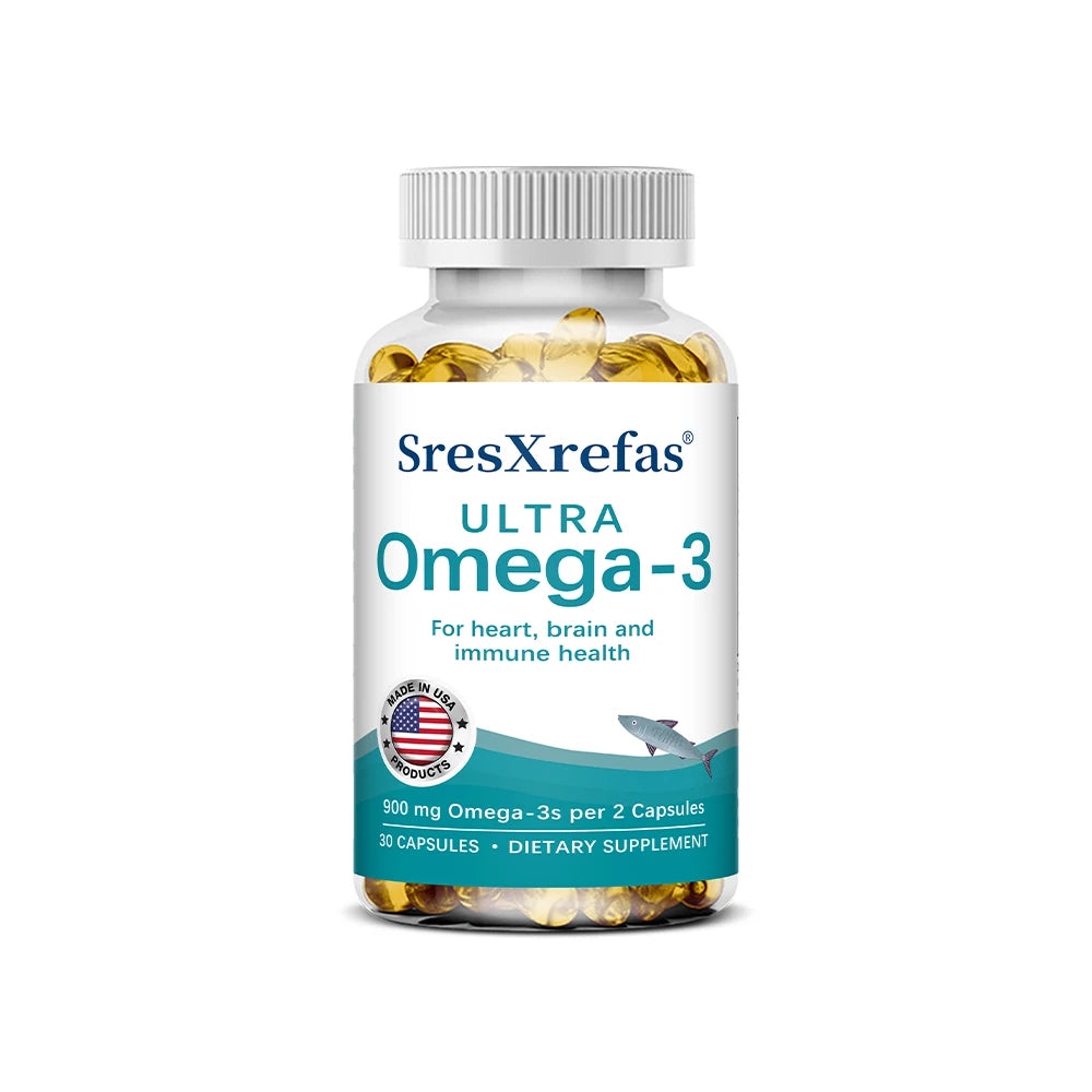 Omega 3 Fish Oil with EPA & DHA, High Absorption Fatty Acids, Heart & Brain Health, Vision, Skin Hair & Nervous System Care