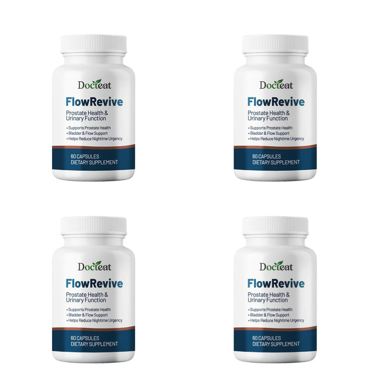 Docteat FlowRevive Prostate Health Capsules for Men with Quercetin, Supports Normal Urinary Flow & Bladder Comfort, 60 Capsules