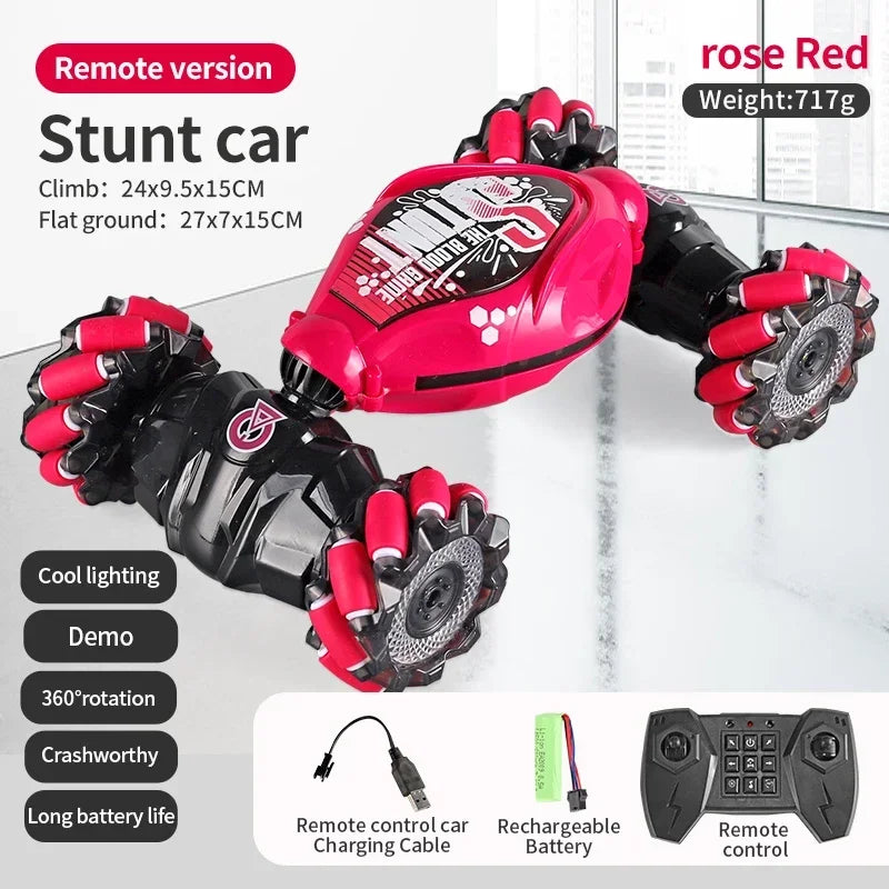 4WD 1:16 Stunt RC Car with LED Light GestureInfrared Induction Twist Climbing Radio Controlled Car Childrens Day Toy for Boy