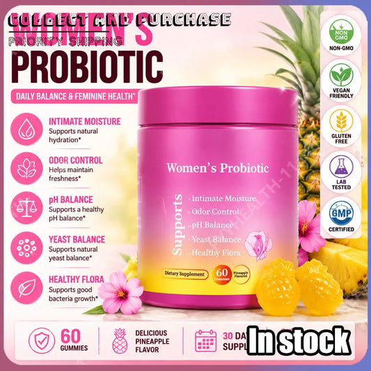 Probiotic Gummies with Prebiotics Slippery Elm + XOS Women's Daily Gut Health Digestive Support Sugar Free Supplement 60 Count
