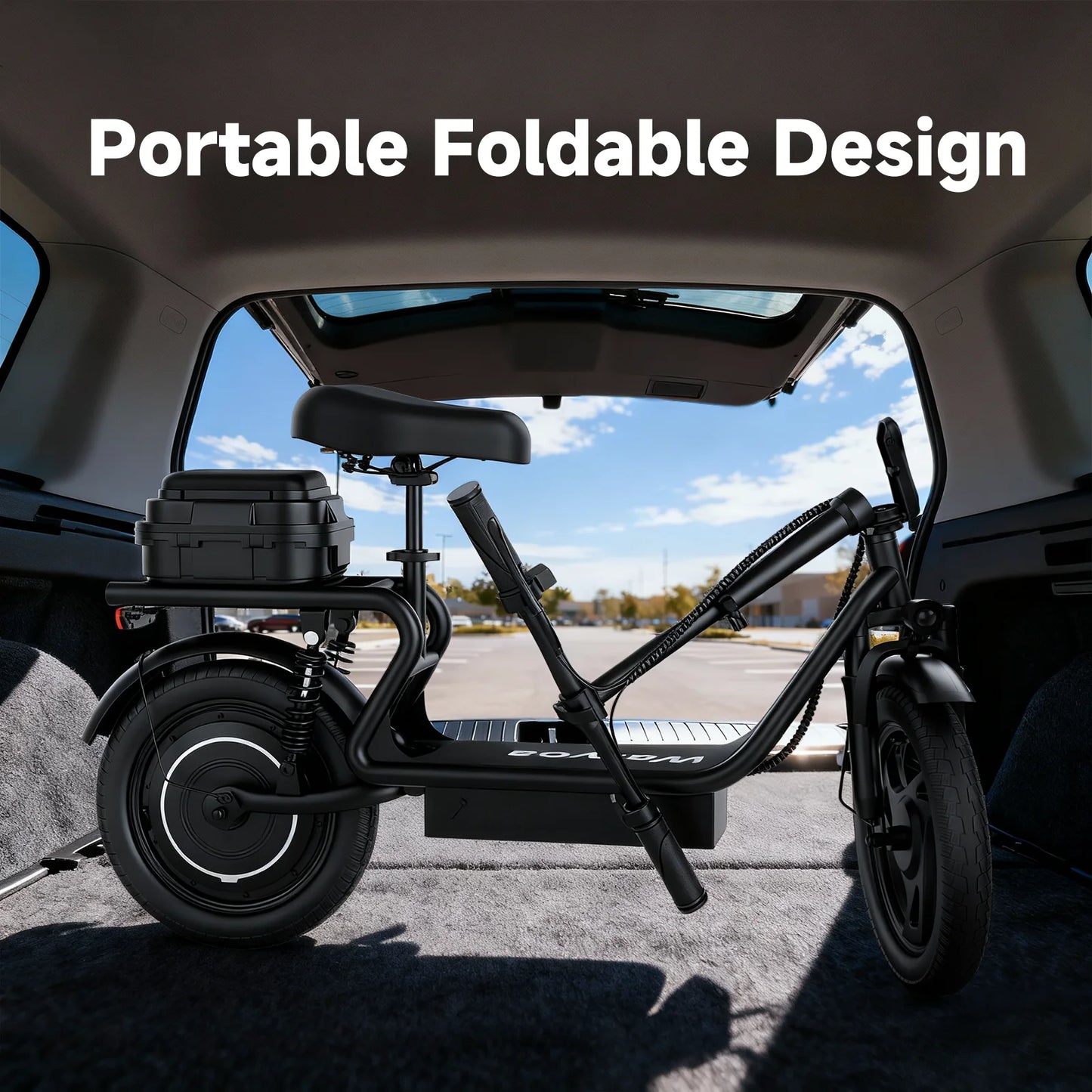 AOVOPRO 500W Folding Electric Bicycle 14 Inch 10.4Ah Battery