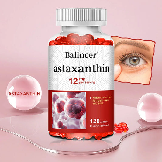 Natural Astaxanthin 12 Mg - Supports Eye, Skin, Joint, Heart and Immune Health, Antioxidant, Non-GMO, 120 Capsules
