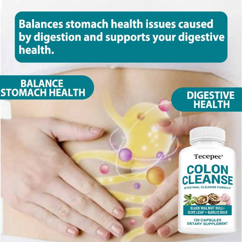 Colon Cleansing Capsules - Digestive & Gut Health Support,  Flatulence, Constipation & Bloating Relief - with Psyllium Husk