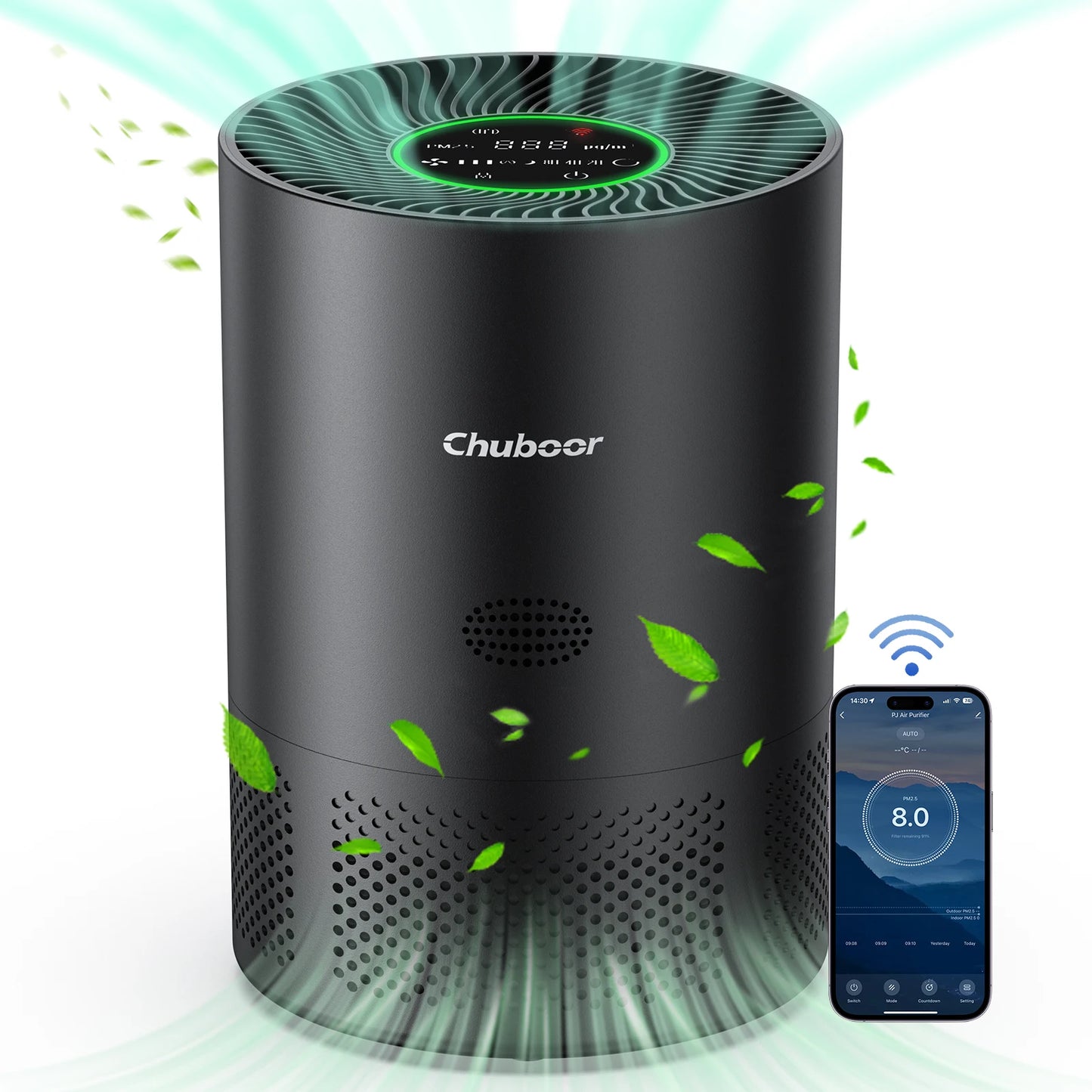 Chuboor H13 True HEPA Air Purifier For Home Odors Pollen
