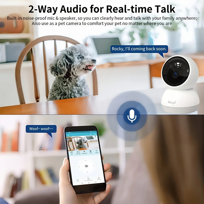 ALAGA 3K Pet Camera With App AI Detection 360 Pan Tilt 5G WiFi 2 Way Audio