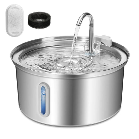 Cat Stainless Steel Water Fountain With Quiet Pump Filtration