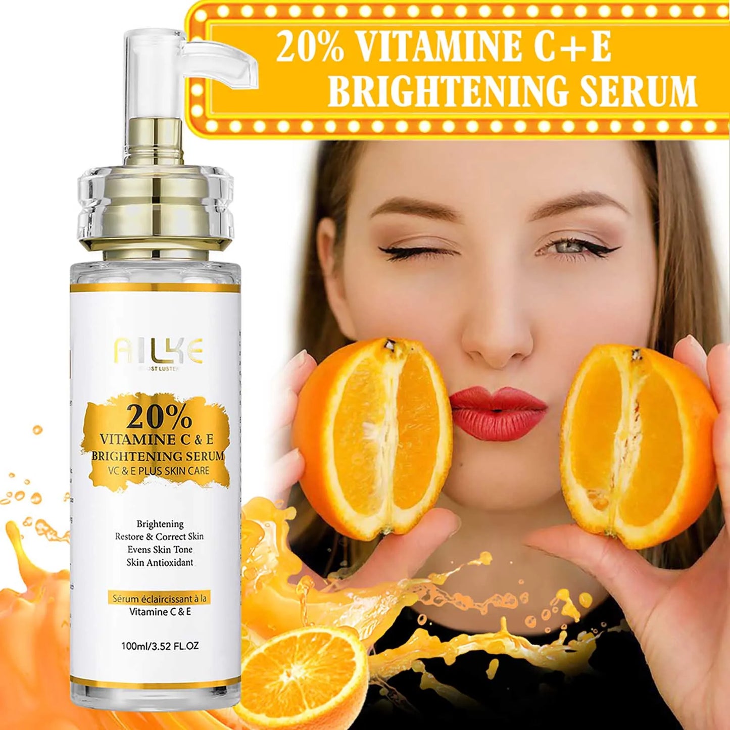 AILKE Vitamin C and E Brightening Serum Reduces Dark Spots