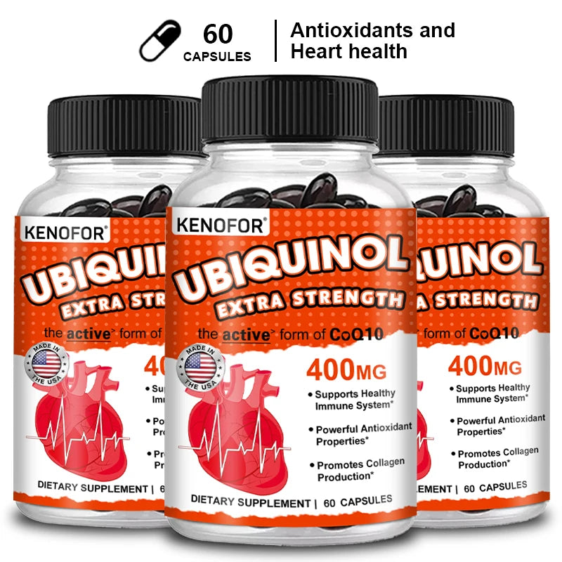 Coenzyme Q10 Supplement Capsules 400mg, Ultra High Absorption CoQ10, Antioxidant Support for Brain, Heart, & Energy Health