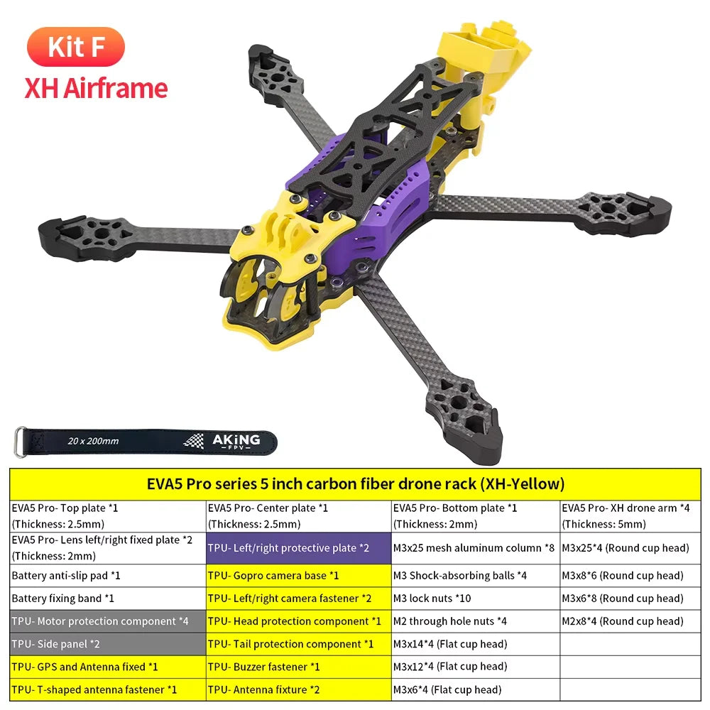 GYFPV 5 Inch DC/XH FPV Drone Frame, Freestyle Racing Quadcopter Support DJI O4 Pro Digital & Analog FPV System