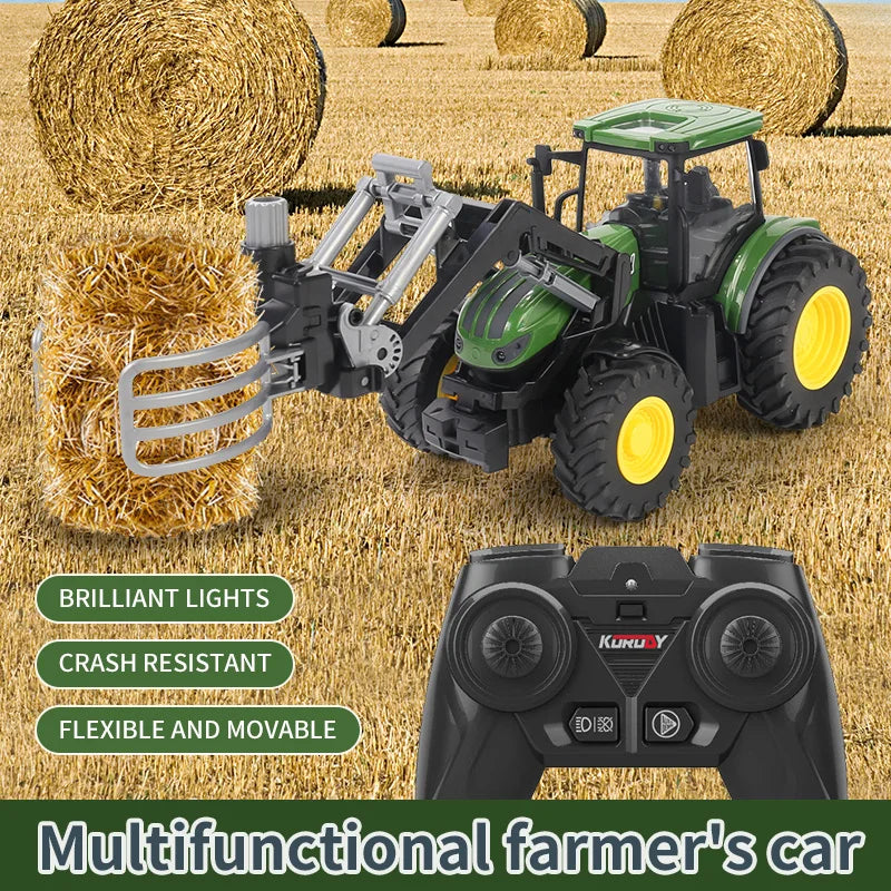 2.4G RC Farm Tractors Car 1/24 Radio Controlled Cars and Trucks with Light Simulated Engineering Truck Model Toys for Children
