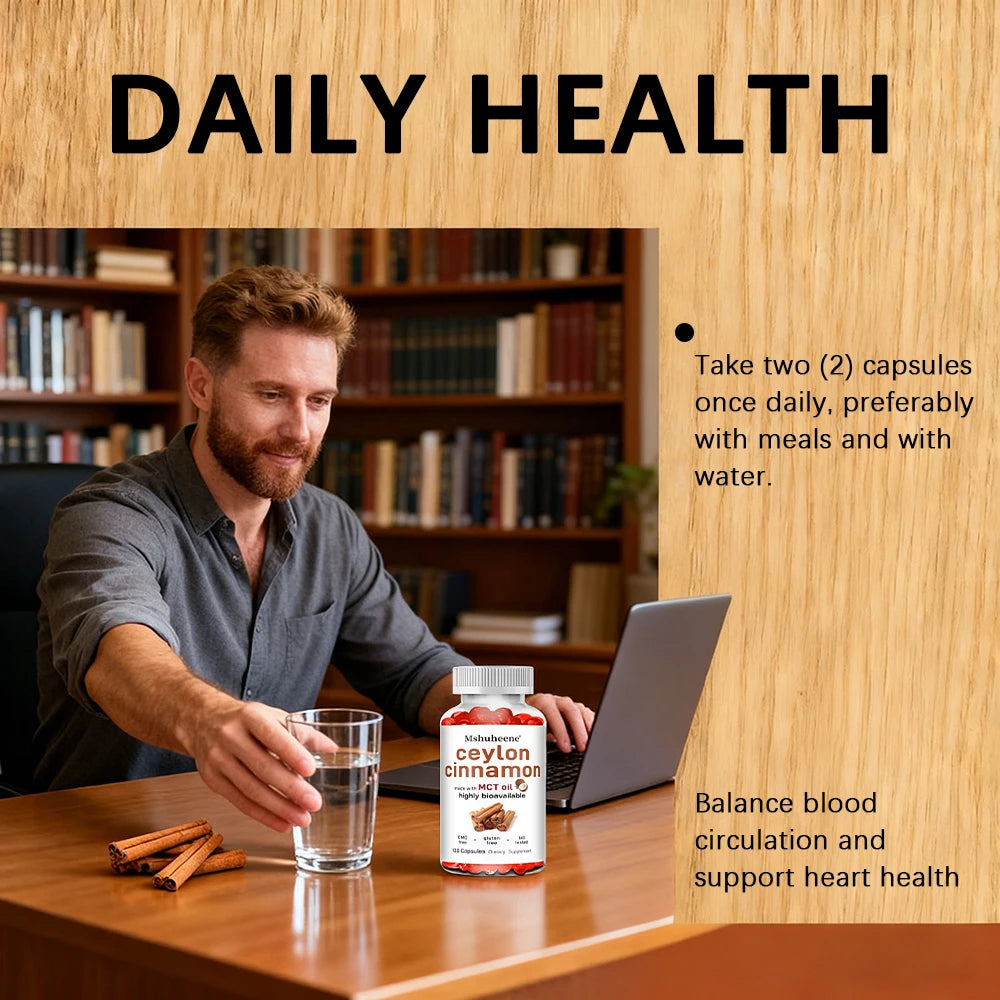 Organic Ceylon Cinnamon Capsules 600mg High Potency, Supports Antioxidant, Immune, Energy, Heart, Joint, Bone & Digestive Health