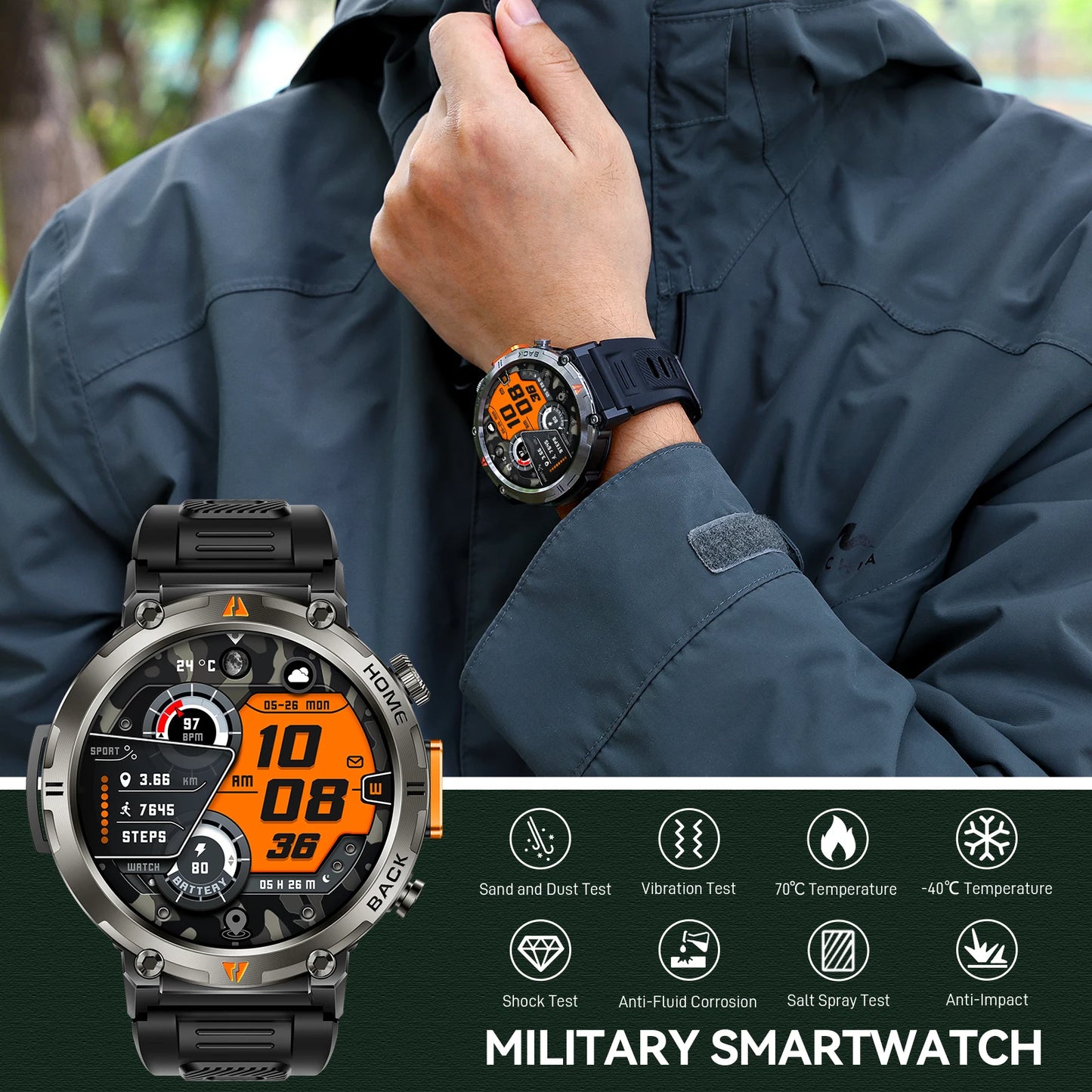 EIGIIS KE3 Bluetooth Call Smartwatch For Men With Touch Screen