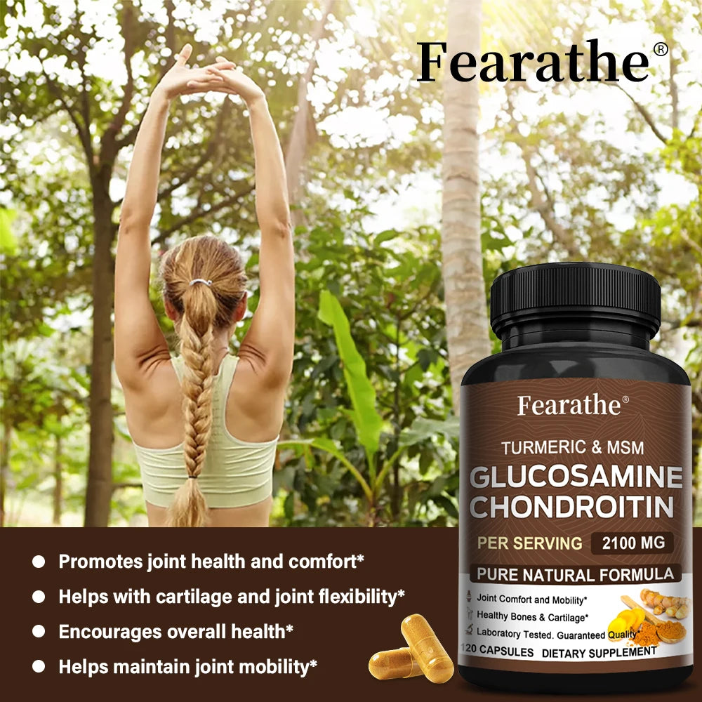 Glucosamine Chondroitin MSM Capsules 2100mg, Support Joint Mobility, Cartilage Flexibility Health, Back & Knee Comfort
