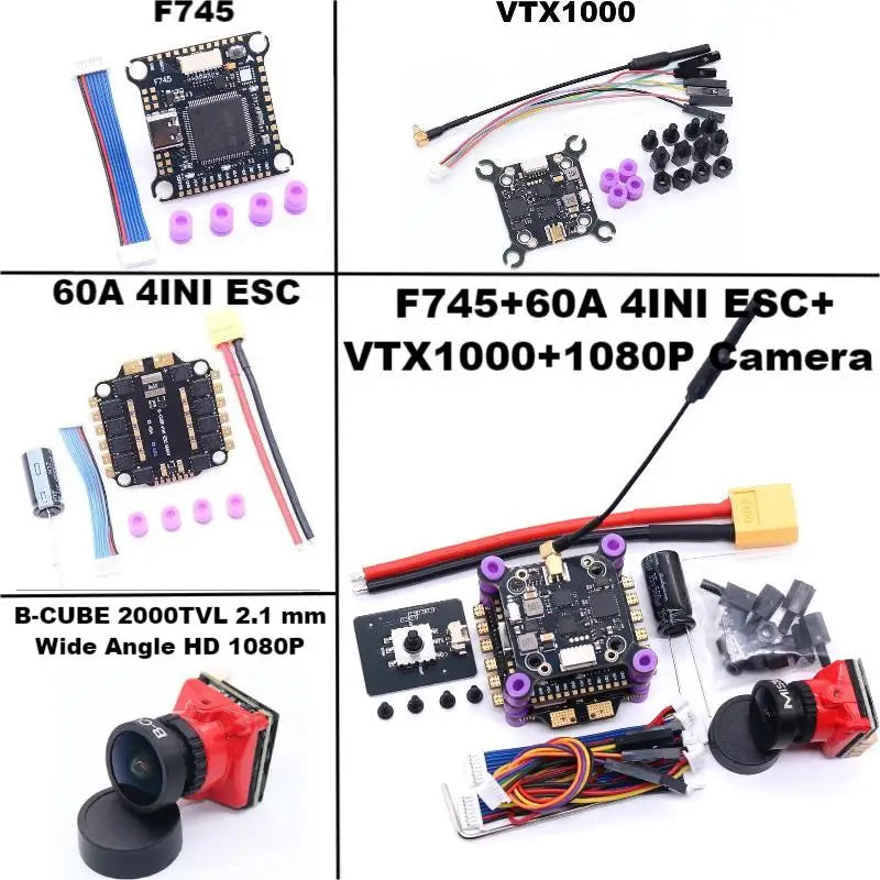Happy F745 V2 Flight Control 45A/60A 4INI ESC VTX1000 Video 1080P Camera INAV Betaflight Flight Controller RC Drone FPV Racing