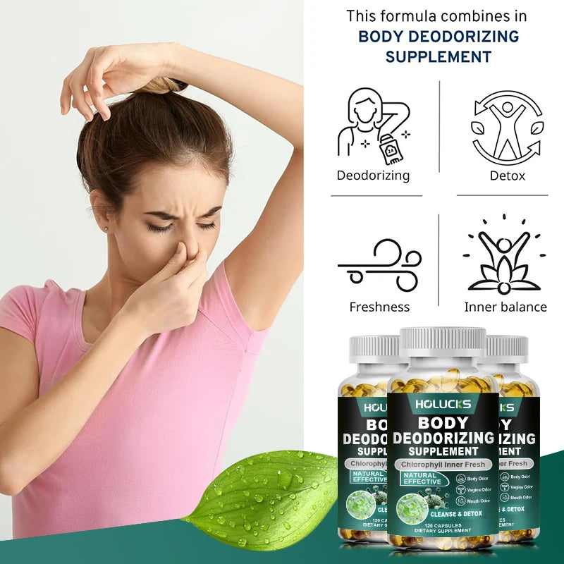 Chlorophyll Capsules Supplement, Body Deodorizing & Internal Cleanse, Support Digestion, Gut & Skin Health, Energy Boost