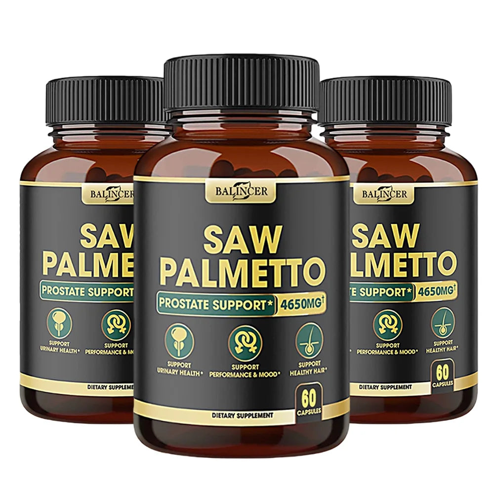 Saw Palmetto Capsules, Prostate Health Support, Reduce Hair Loss & Thinning, Balances Male Hormones, Urinary Tract Care