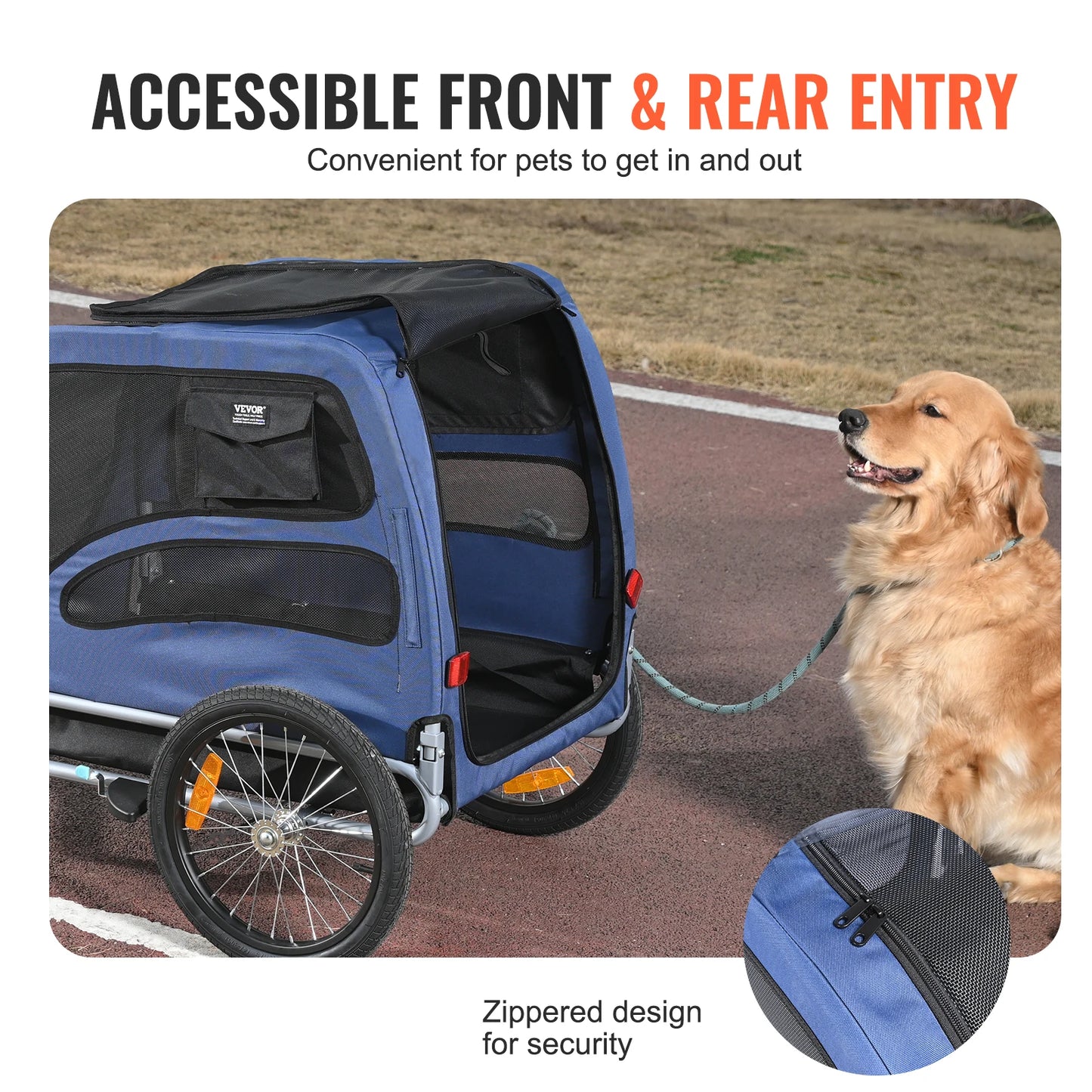 Pet Cart Bicycle Carrier Dog Bike Trailer With Reflectors Collapsible