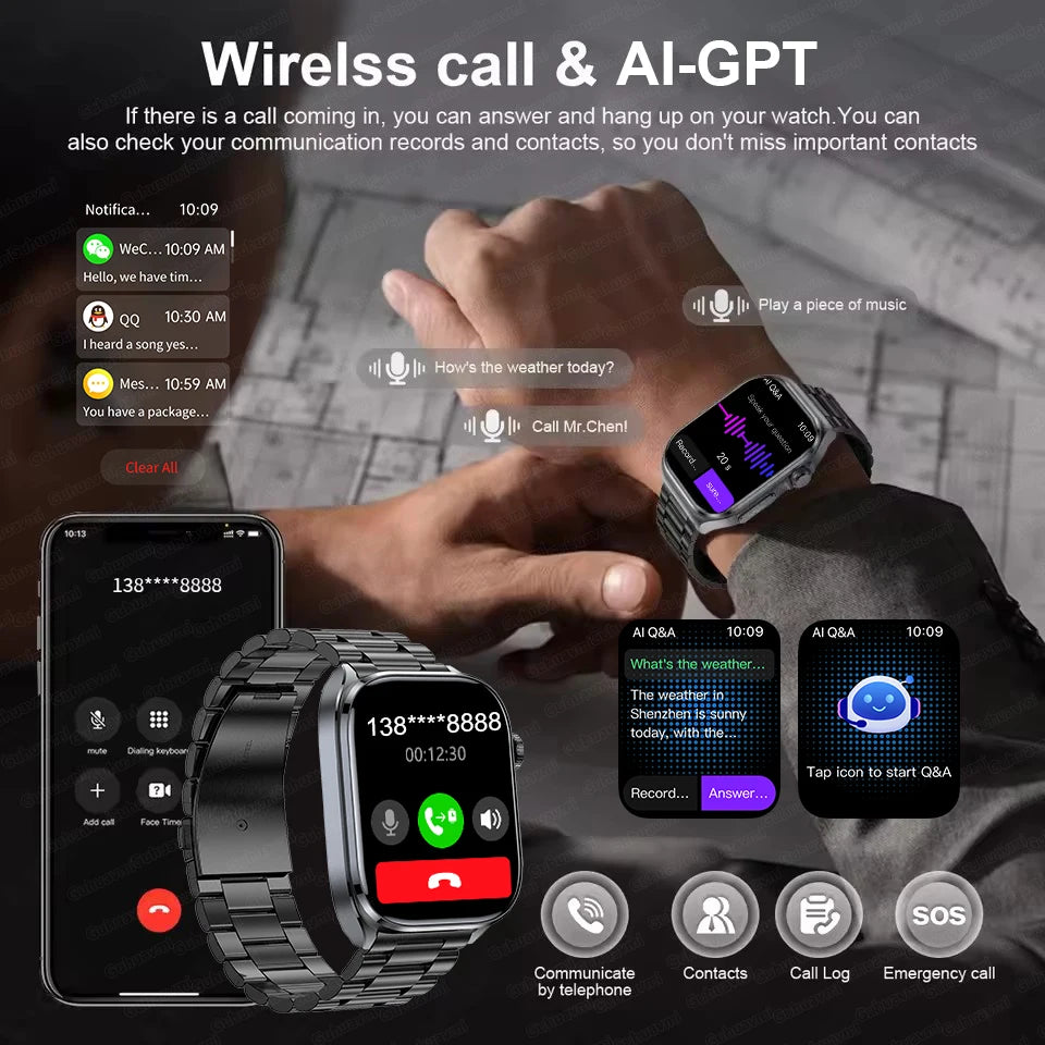 2026 New AI Health Care Accurate detection ECG SmartWatch Blood Pressure lipids Uric Acid Analysis Bluetooth Call Smart Watches