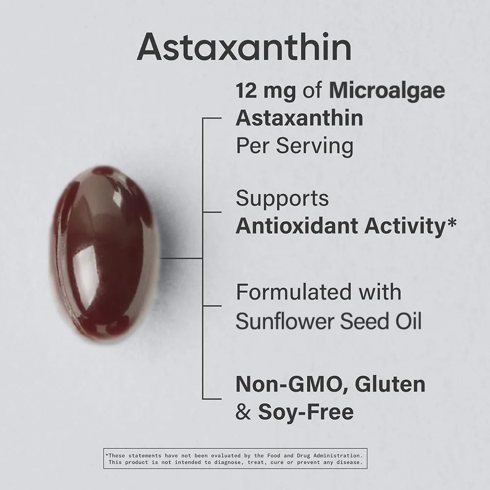 Astaxanthin 12mg, Premium Astaxanthin Antioxidant Supplements | Supports Eye, Joint, Internal Circulation, Skin Health | Tanning