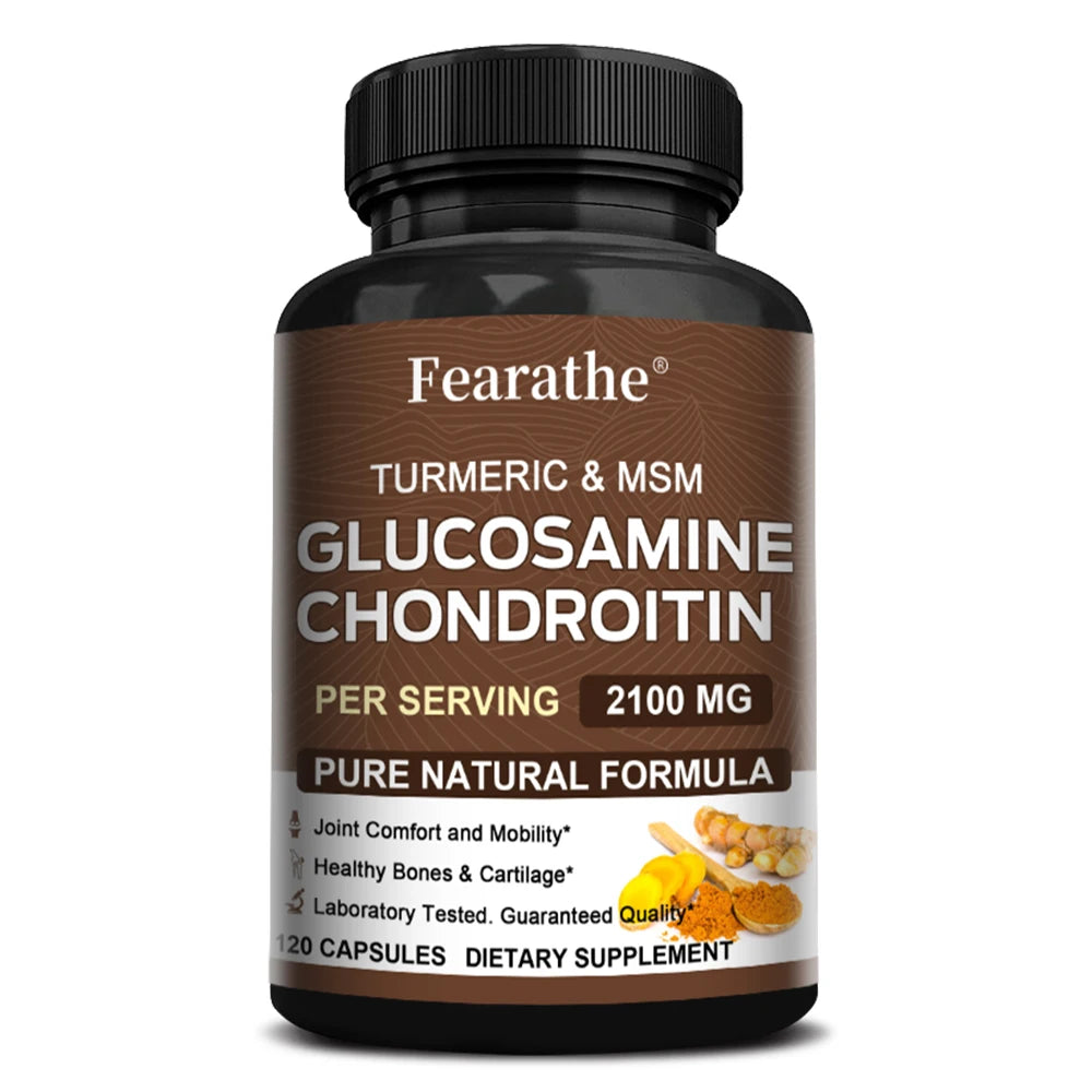 Glucosamine Chondroitin MSM Capsules 2100mg, Support Joint Mobility, Cartilage Flexibility Health, Back & Knee Comfort