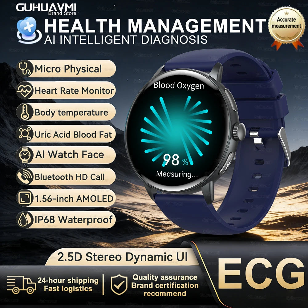 2026 New Body Analysis Health Smart Watch Blood oxygen Pressure Body Fat ECG+PPG Call AI Voice Assistant Smart Watch Men Women