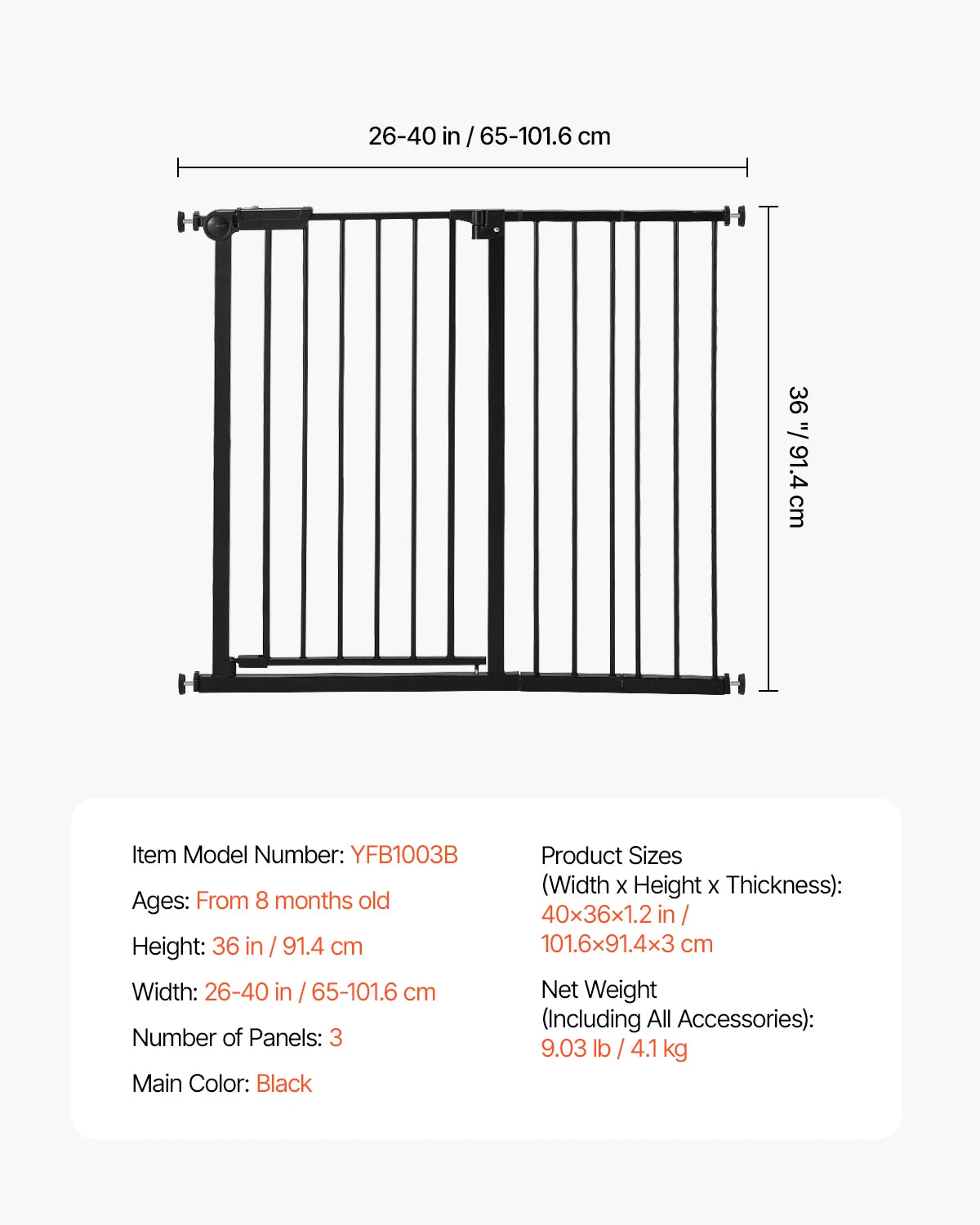 SucceBuy Baby Gate Walk-Through Pressure Mount for Pets and Kids