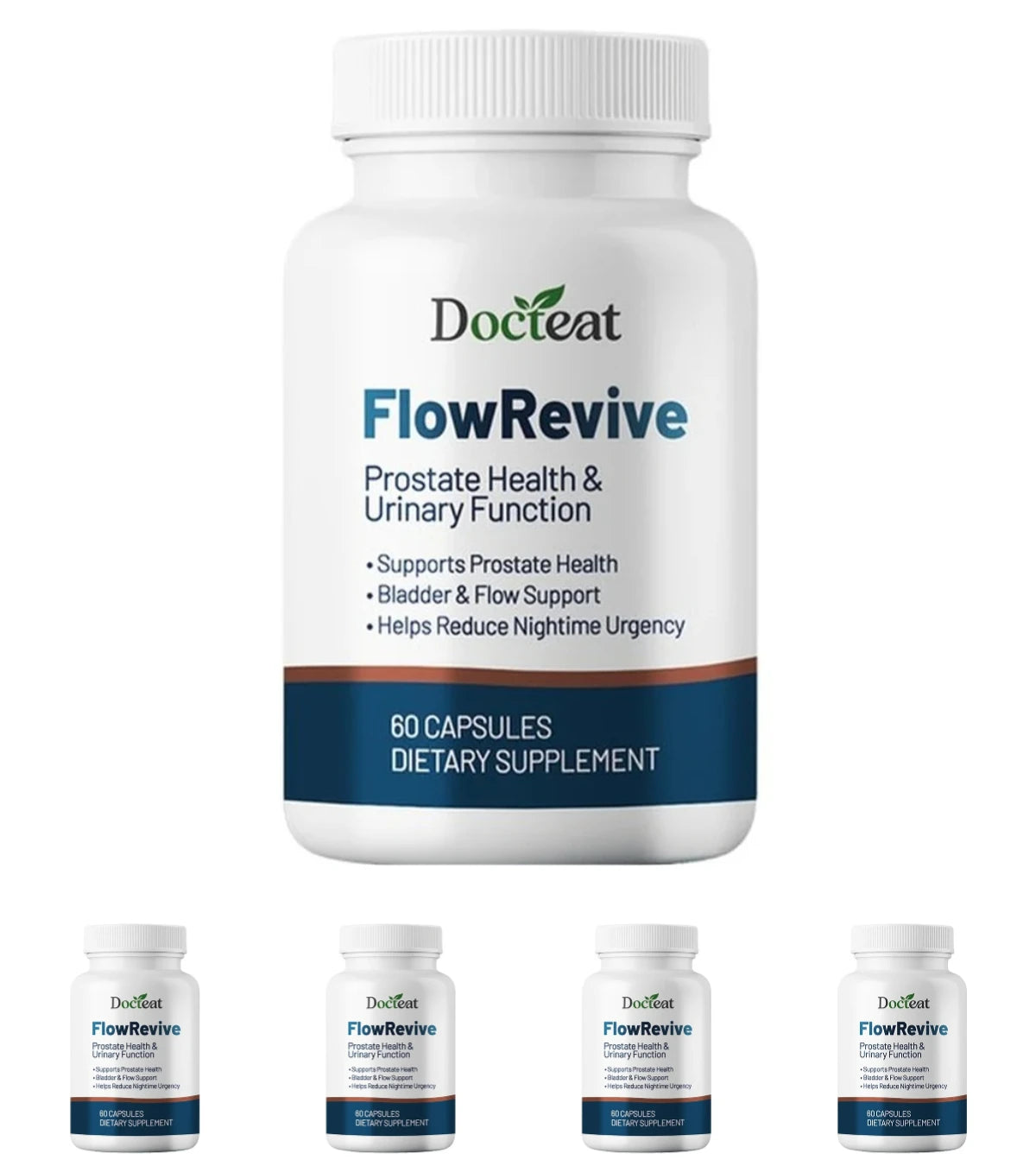 Docteat FlowRevive Prostate Health Capsules for Men with Quercetin, Supports Normal Urinary Flow & Bladder Comfort, 60 Capsules