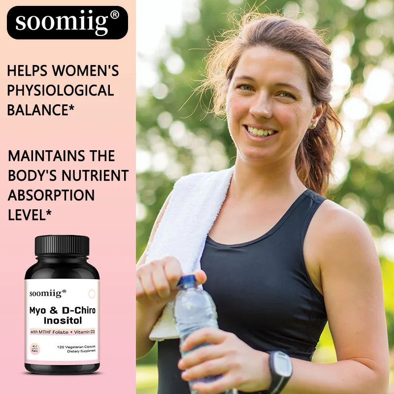 Myo-Inositol + D-Chiro-Inositol Organic Spearmint Capsules, Women's Health Support, Help Maintain Mood Balance, Immune System