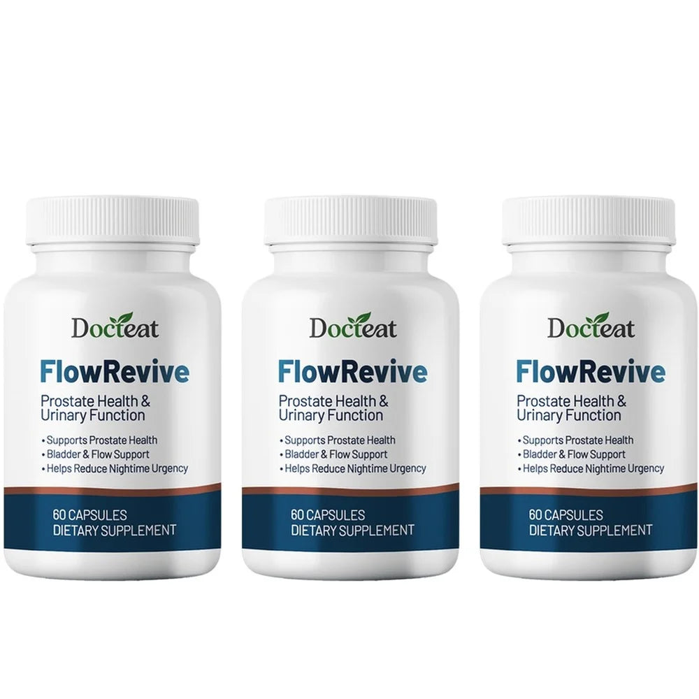 Docteat FlowRevive Prostate Health & Urinary Function Capsules Supports Prostate and Bladder Flow with Quercetin 60 Capsules