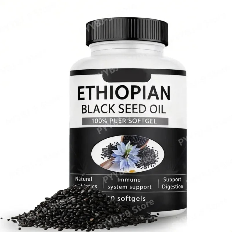 Ethiopian Black Seed Oil Softgels 60 Count 100% Natural Gluten Free Non GMO Antioxidant Immune Digestive Daily Health Supplement