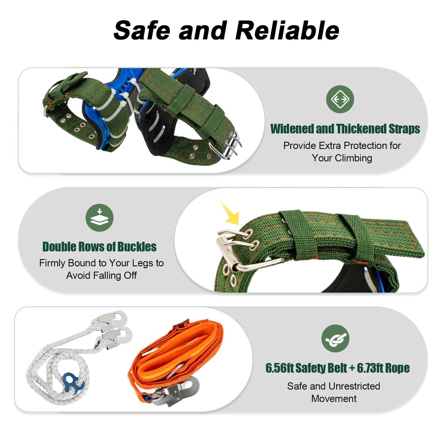 Tree Climbing Spikes Kit With Safety Belt 220Lb Arborist Gear
